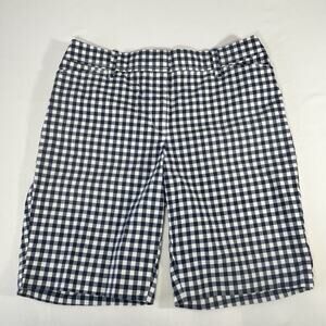 Talbots Navy & White Gingham Perfect Shorts 9" Inseam Size 6P Cotton Blend
